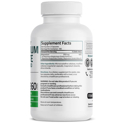 Bronson Magnesium Glycinate 200 MG Chelated High Absorption, 60 Capsules | Stress Relief, Sleep, Heart Health, Nerves, Muscles, and Metabolism Support, Vegetarian, Non-GMO, Gluten Free, Soy Free