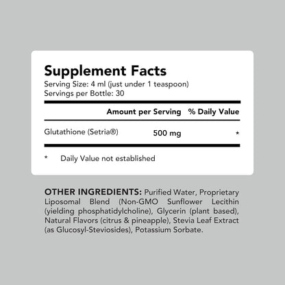 AMANDEAN Liposomal Glutathione 500mg Supplement, Liquid, Setria