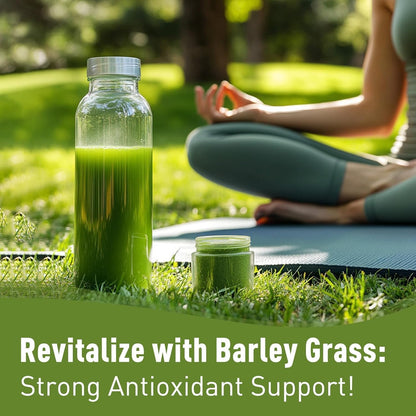 Unleash’d Organic Barley Grass Powder 16 oz – 100% Pure Organic Superfood, Nutrient-Rich Greens with Vitamins, Minerals & Fiber