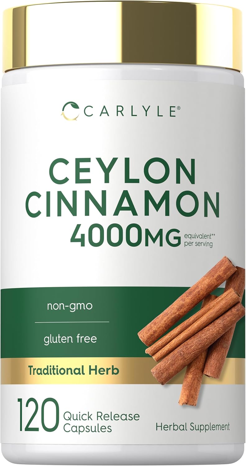Carlyle Ceylon Cinnamon Capsules | 120 Count | Non-GMO & Gluten Free Supplement