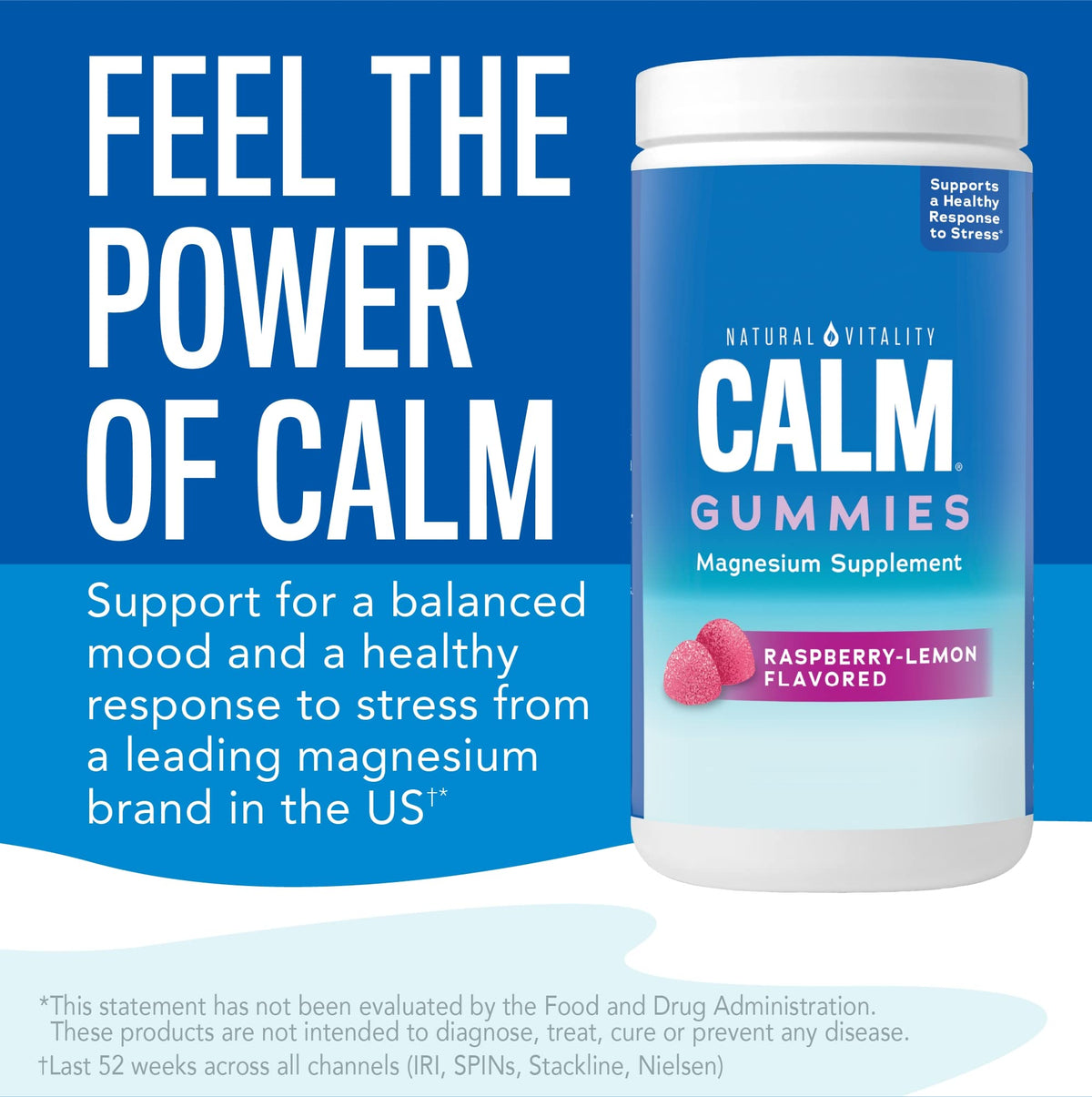Natural Vitality Calm, Magnesium Citrate Supplement, Stress Relief Gummies, Supports