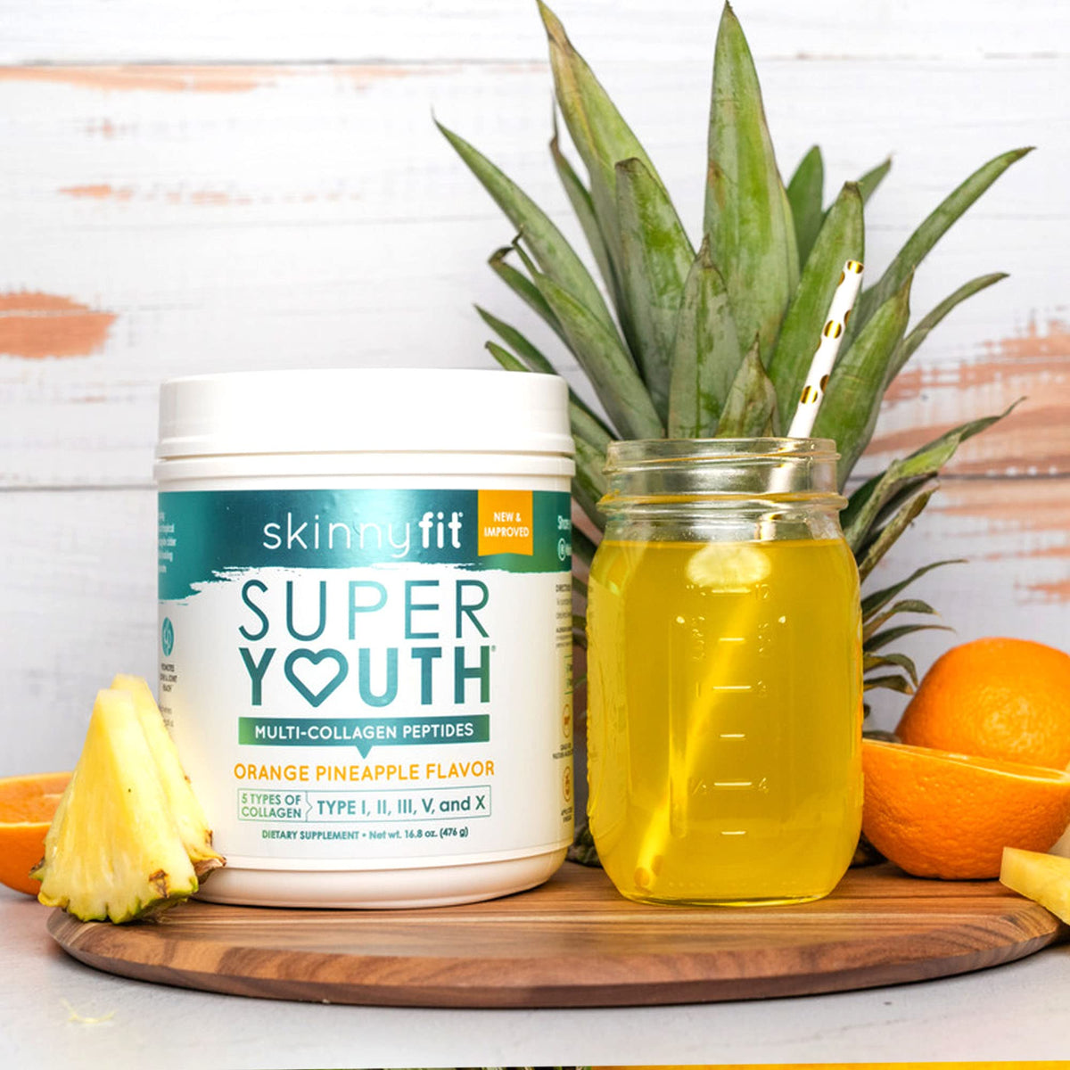 SkinnyFit Super Youth Orange Pineapple Multi-Collagen Peptides Plus Apple Cider Vinegar