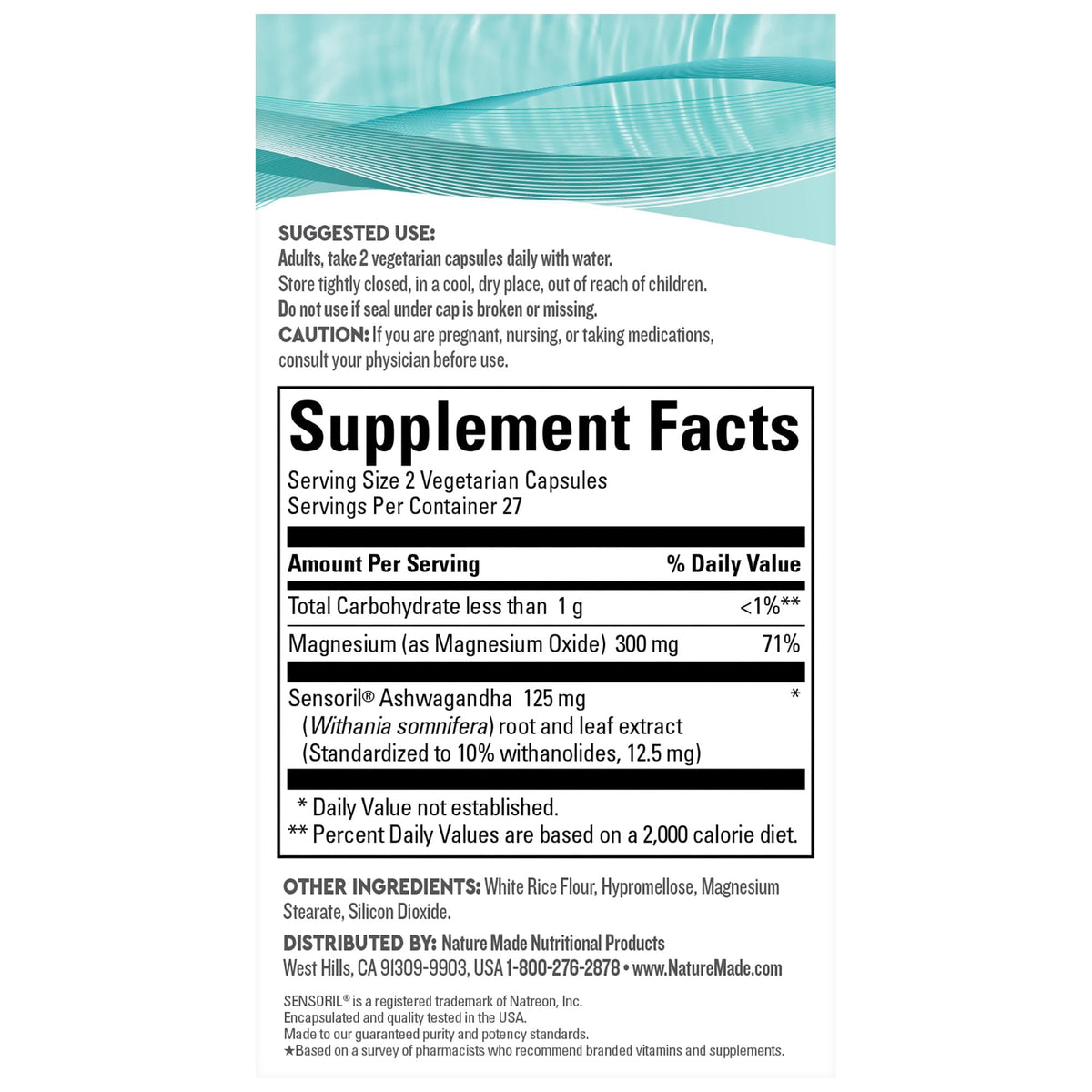 Nature Made Wellblends Calm & Relax, Ashwagandha 125 mg, Magnesium 300 mg