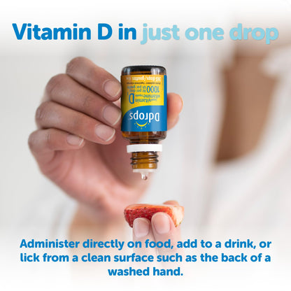 Ddrops Adults 1000 IU 180 Drops, Liquid Vitamin D. Supports Strong Bones & Immune System. No Large Capsules, No Preservatives, Non-GMO, Allergy-Friendly