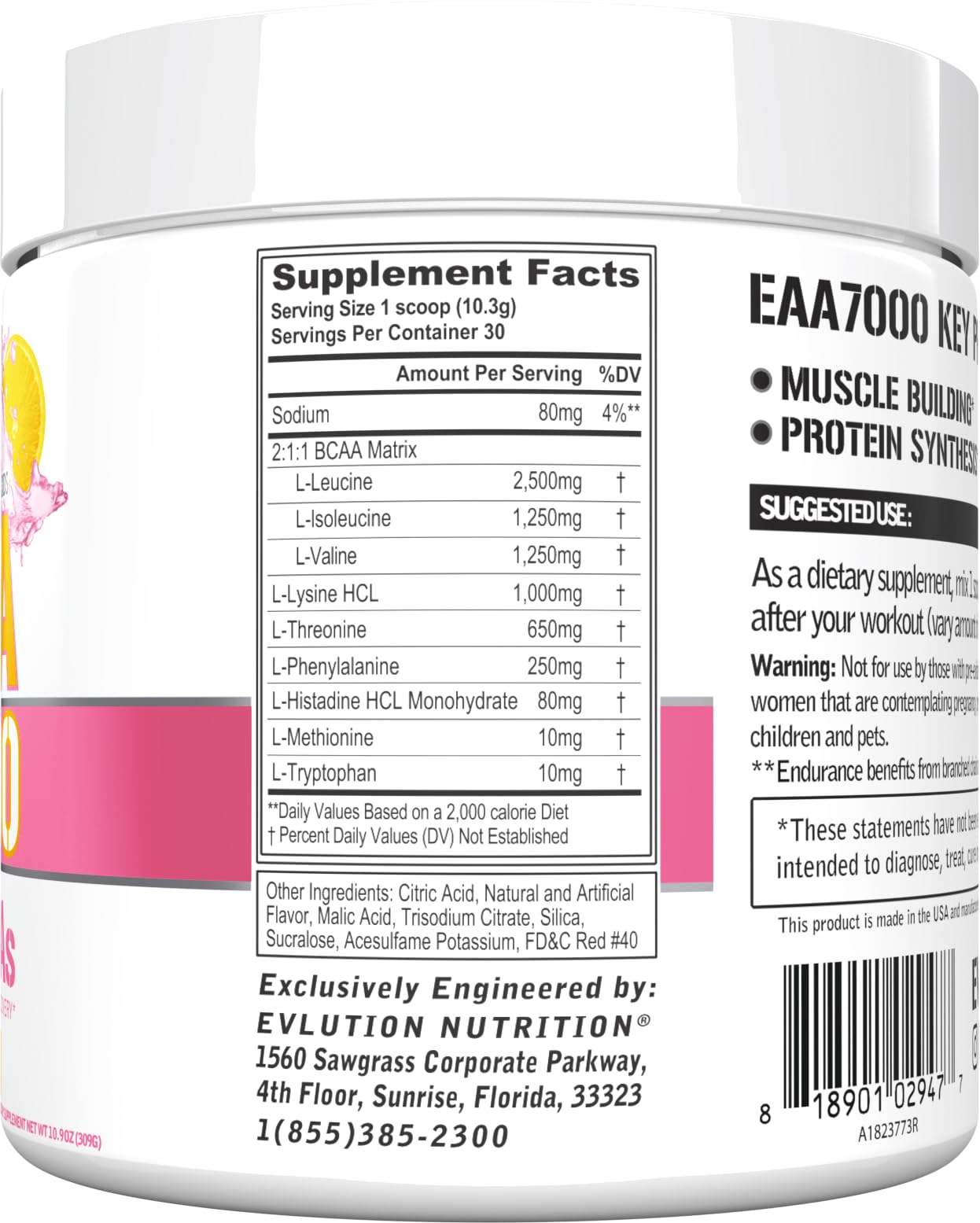 EAAs Amino Acids Powder - EAA Essential Amino Acids Pre & Post Workout Powder for Muscle Building Endurance and Recovery Support with 7g per Serving Plus 5g BCAAs (Pink Lemonade, 30 Servings)