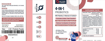 NATURE TARGET Women's Probiotics Powder, 100 Billion CFU, 45 Servings | Prebiotics, D-Mannose And Cranberry, Supports Urinary Tract, Gut, And Digestive Health For Women, Light Cranberry Flavor