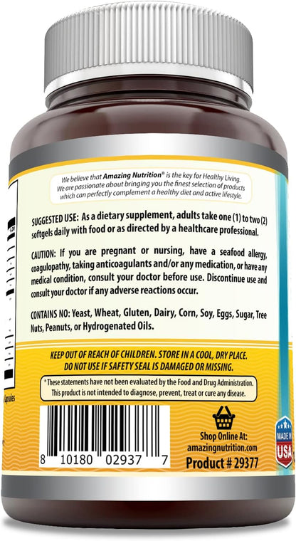 Amazing Omega Norwegian Cod Liver Oil 1250 Mg Softgels Supplement | Omega-3, EPA, DHA, Vitamin A, Vitamin D & Vitamin E (Lemon | 120 Count)