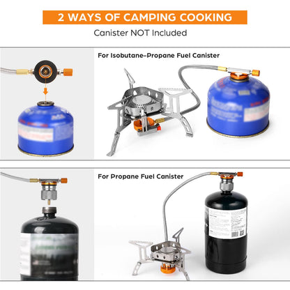 Odoland 3500W Windproof Camp Stove Camping Gas Stove with Fuel Canister Adapter