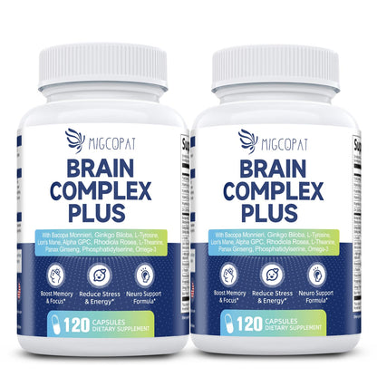 Brain Supplements for Memory & Focus - Nootropic with Bacopa Monnieri, Lion's Mane, Alpha GPC, Phosphatidylserine | Supports Mental Clarity & Cognitive Function | Vitamin B6 & B12-120 Capsules