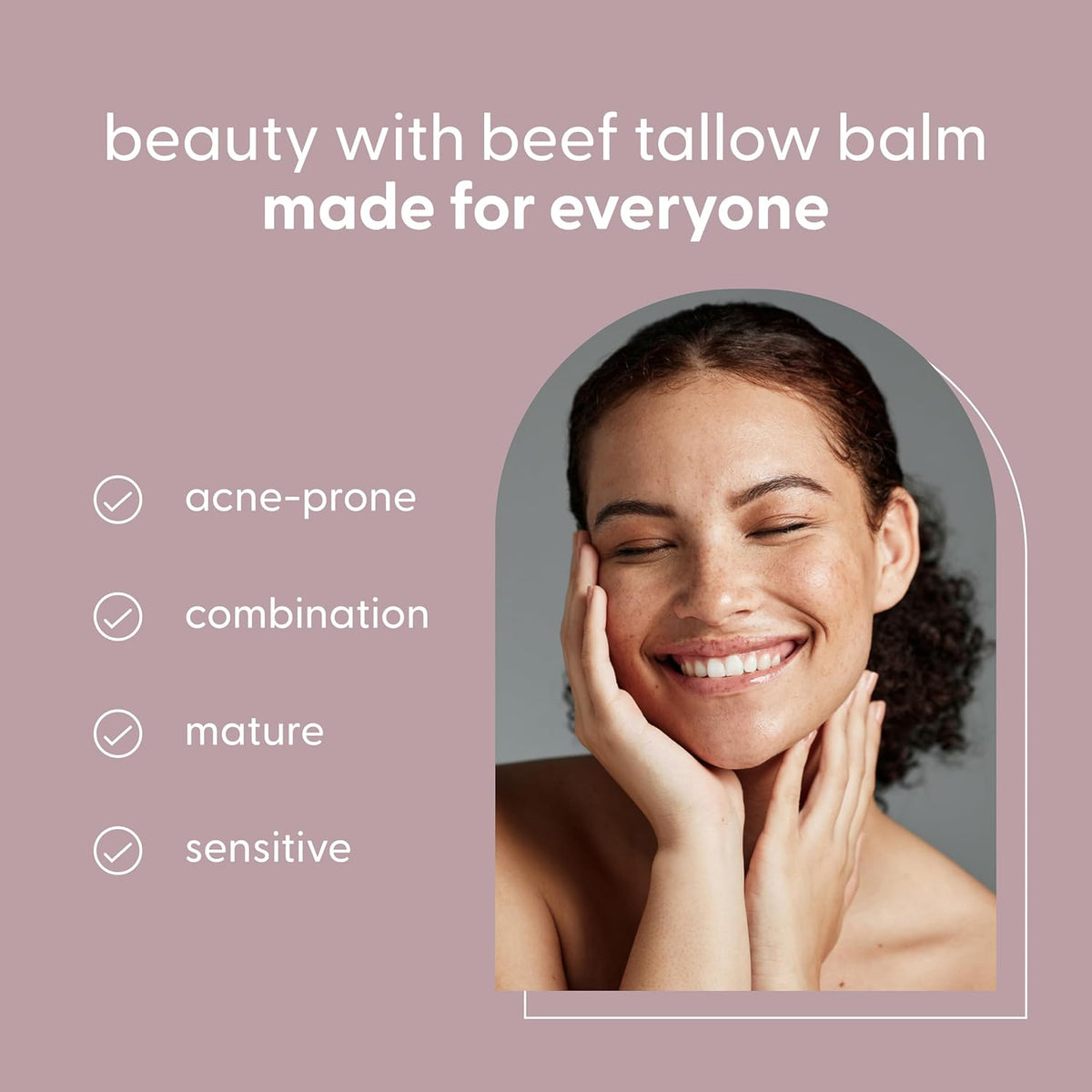 M3 Naturals Grass Fed Beef Tallow and Honey Balm for Face (Unscented, 2oz)