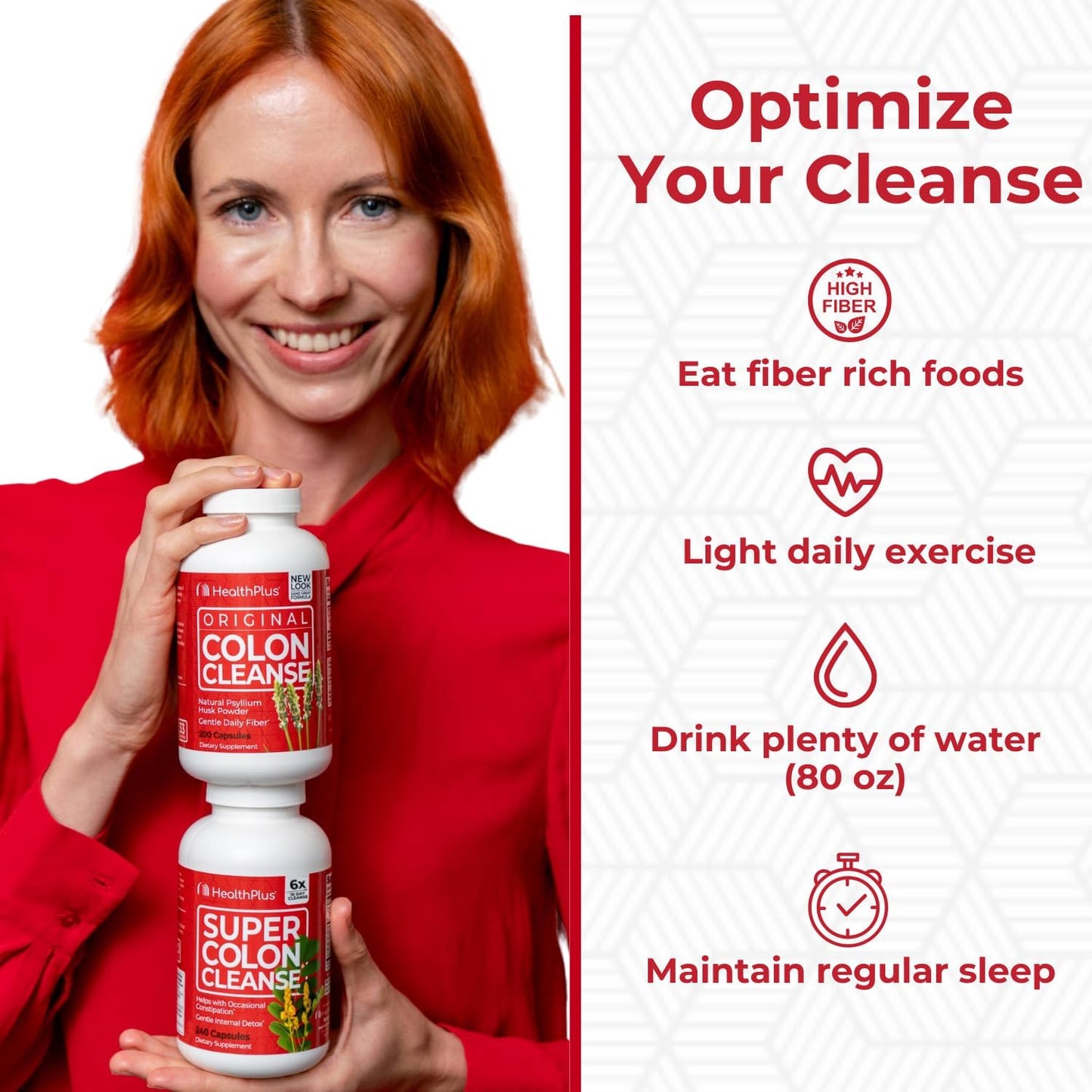 Health Plus Super Colon Cleanse 60 Day Supply of Gentle Gut Cleanse Detox, Psyllium Husk, Probiotics for Constipation Relief & Digestive Support, 240 Capsules