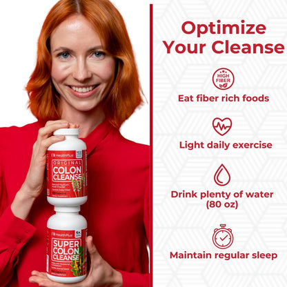 Health Plus Super Colon Cleanse 60 Day Supply of Gentle Gut Cleanse Detox, Psyllium Husk, Probiotics for Constipation Relief & Digestive Support, 240 Capsules