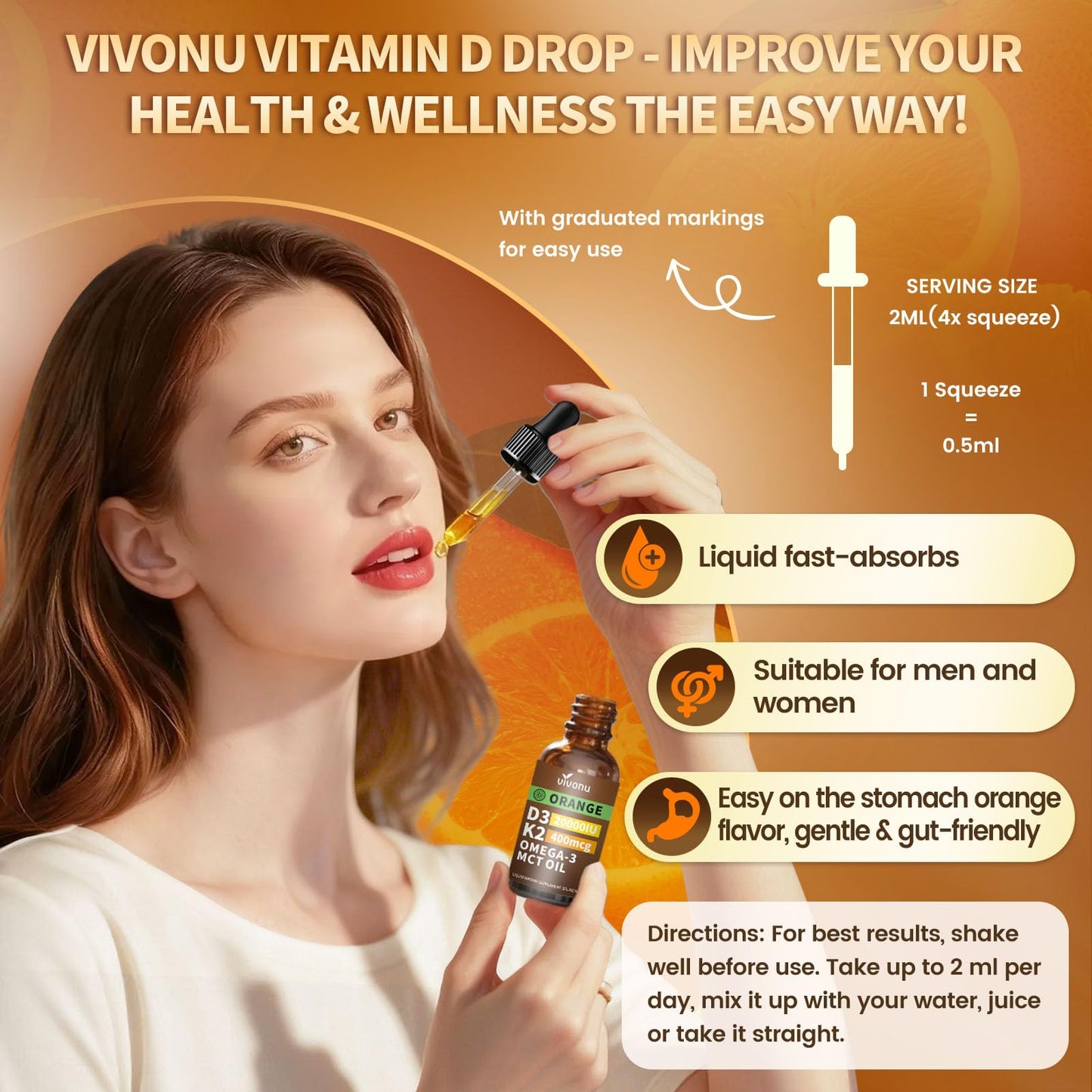 VivoNu Vitamin D3 K2 10000 IU with MK7-300 Virgin Coconut Oil Softgels, 2 in 1 Vitamins D & K Complex | Vitamina D3 con K2 (300 Softgels /1 Bag)
