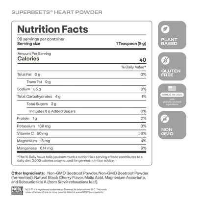 HumanN SuperBeets Beet Root Powder - Non-GMO Beetroot Superfood - Nitric Oxide Supplement for Heart Health, Circulation & Blood Pressure Support - Black Cherry, 30 Servings