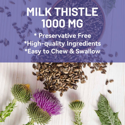 Milk Thistle Gummies 1000mg, Liver Detox, Antioxidant Support,60 Count | Milk Thistle Gummies, Milk Thistle Extract 1000mg, Liver Detox, Antioxidant Support, Milk Thistle Supplement, 60 Count