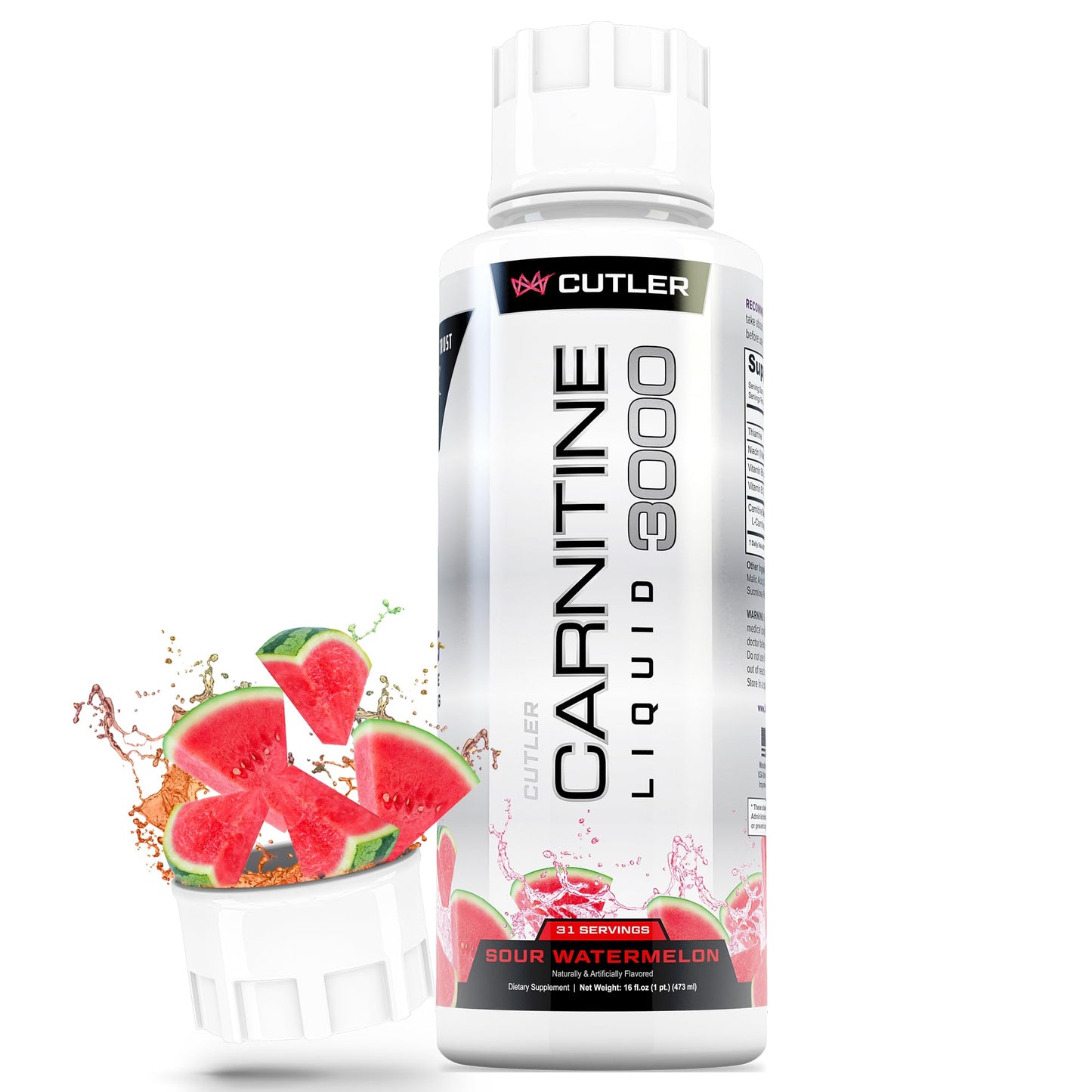 Cutler Nutrition Liquid L-Carnitine Fat Burner with Acetyl L-Carnitine | Sour Gummy Worm, 16 fl oz | Triple-Form Liquid with L-Carnitine Tartrate for Energy, Metabolism, Recovery and Workout Support