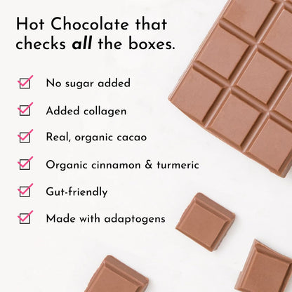 JUST INGREDIENTS Superfood Hot Chocolate Powder - Collagen, Cacao, Ashwagandha, Turmeric, 25 Servings