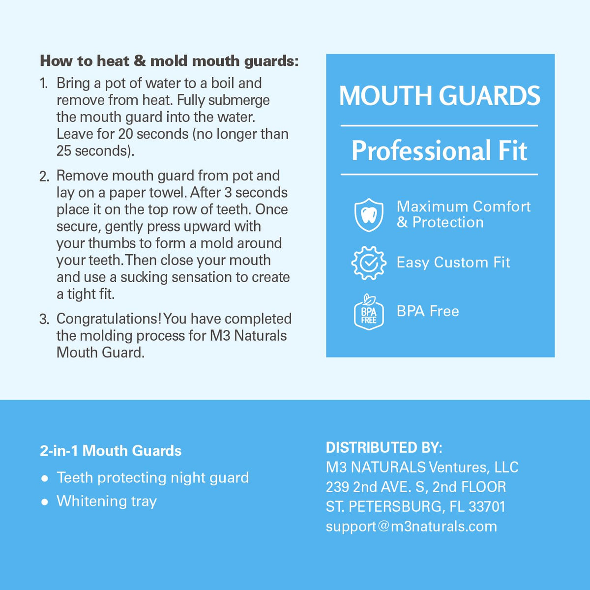 Dental Mouth Guard for Sleeping, Night Guard, BPA-Free, 4 Guards by M3