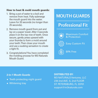 Dental Mouth Guard for Sleeping, Night Guard, BPA-Free, 4 Guards by M3
