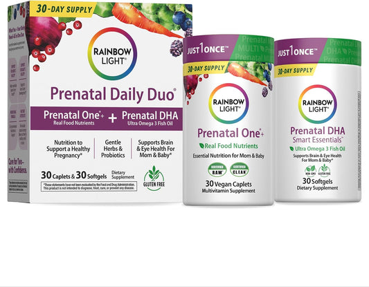 Rainbow Light Prenatal DHA Vitamins for Women | 30 Caplets & 30 Softgels | Omega-3 Fish Oil (DHA & EPA) | Support for Mom & Baby | Omega-3 Fish Oil (DHA & EPA) | Support for Mom & Baby