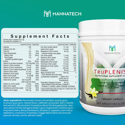 Plant Based Protein TruPLENISH Nutrition Shakes - Creamy Vanilla 18.3 oz. Full of Vitamins
