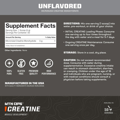 MTN OPS Creatine Gummies, 5g Creatine Monohydrate, Blue Razz, 100 Ct