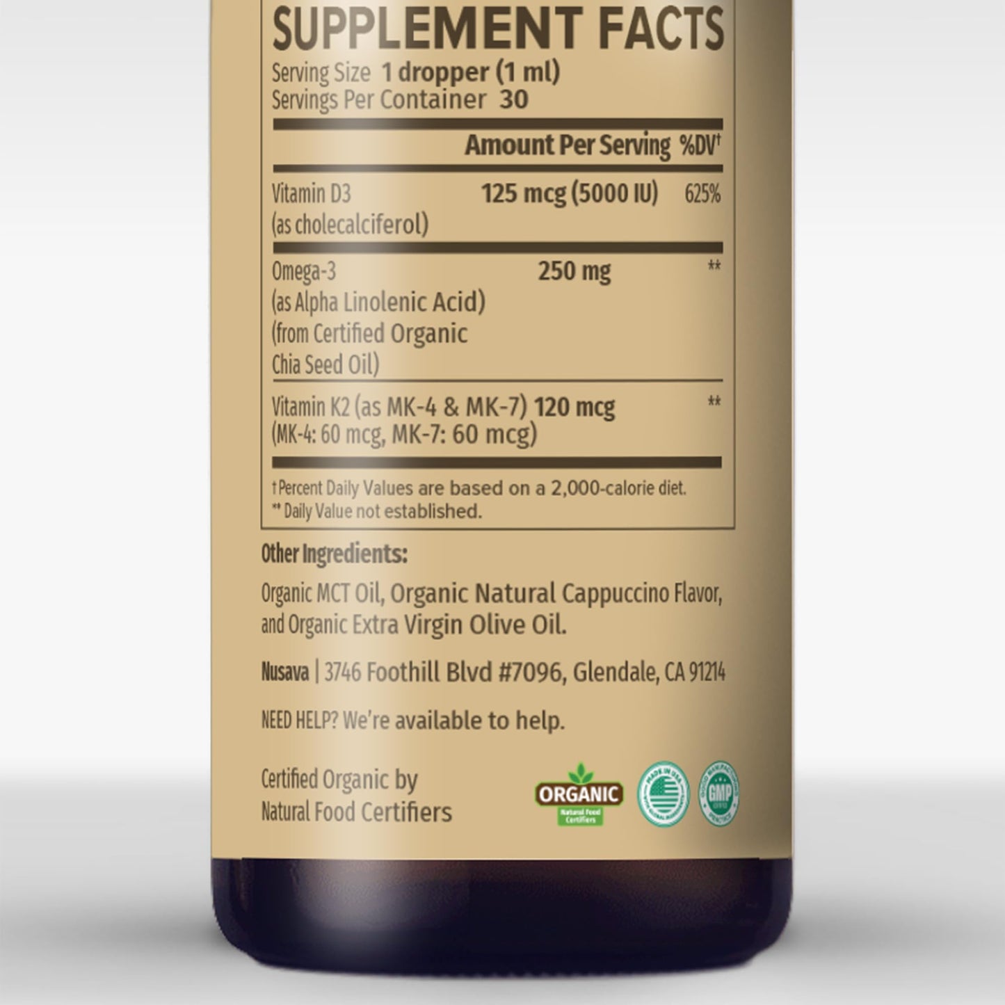 (2 Pack) Organic Vitamin D3 K2 Drops with MCT Oil & Omega 3 - Liquid Vitamin D3 5000 IU - K2 D3 Vitamin Supplement - Vitamin D Drops for Women & Men - No Fillers, Non-GMO, GMP, Unflavored (2 Fl Oz)