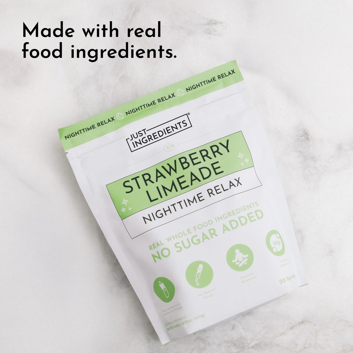 JUST INGREDIENTS Strawberry Limeade Sleep Support Powder - Nighttime Relaxation Supplement - 5.4 oz