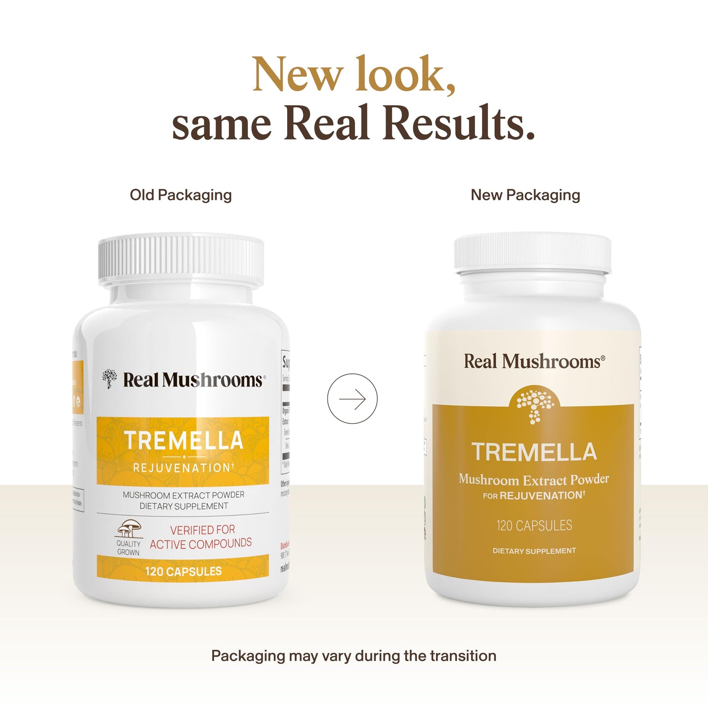Real Mushrooms Tremella Mushroom Extract 120 ct Blend for Daily Wellness Routine - Vegan, Non-GMO, Organic Supplements Humans Support Supplement