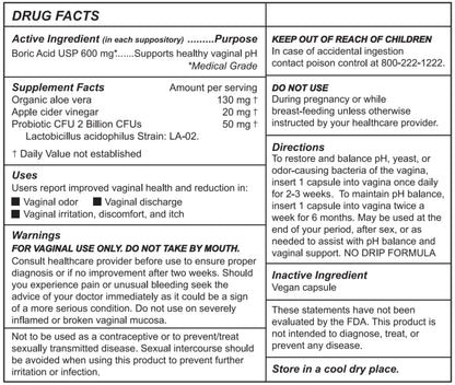 Kushae Boric Acid Suppositories with Applicator, All-Natural Boric Acid Suppositories for Women