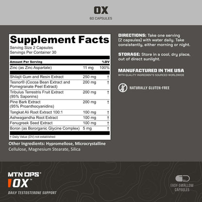 MTN OPS Ox Testosterone Booster for Men with Maca Root & Tribulus