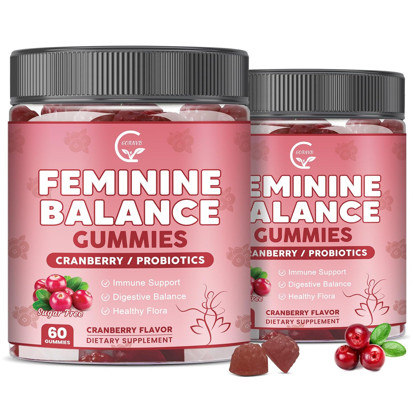 Premium Feminine Balance Gummies for Women with Cranberry Pineapple Powder | Support pH Balance & Vaginal Probiotics Health Gummies with D-Mannose , Sugar Free, Gluten Free, Vegan