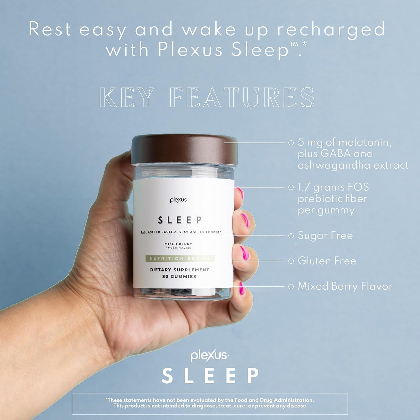 Plexus Sleep® | 5mg melatonin sleep gummies with ashwagandha, GABA & prebiotic FOS fiber — sugar-free, mixed berry