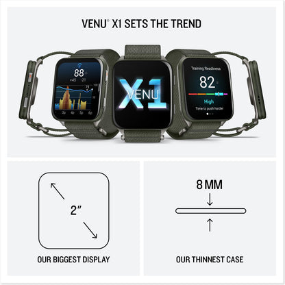 PlayBetter Garmin Venu X1 (Moss/Titanium) Fitness GPS Smartwatch Bundle - 2" Thin AMOLED Display, Advanced Health and Fitness 5000mAh Portable Charger & HD Screen Protectors