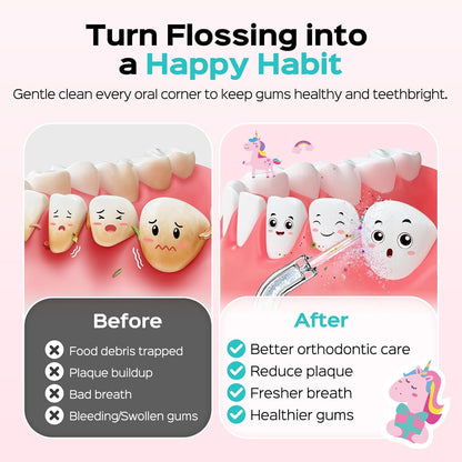 COSLUS Water Dental Flosser Teeth Pick: Cordless Oral Irrigator 300ML Rechargeable with Kids Portable Water Flosser