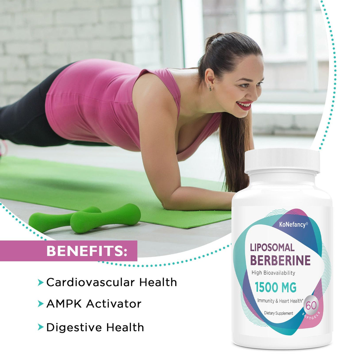 Liposomal Berberine Supplement 1500mg - High Bioavailability Berberine HCL Capsules