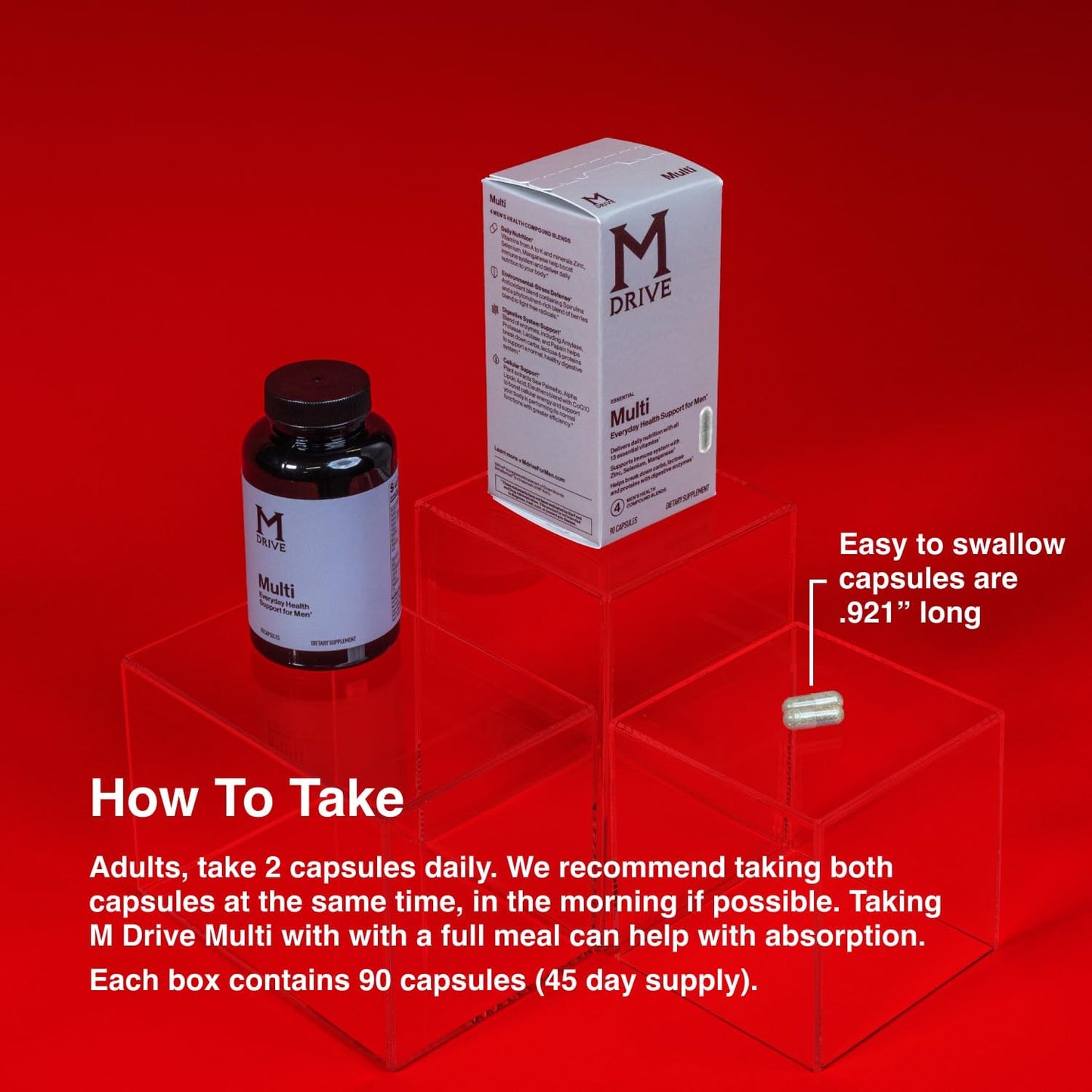 Mdrive Multi Men's Daily Multivitamin Immune & Energy Support, 90ct | Immune Health Support from Zinc, Selenium, Manganese & Vitamin D, Enzymes for Digestive Support, CoQ10 for Energy, Vitamin K2