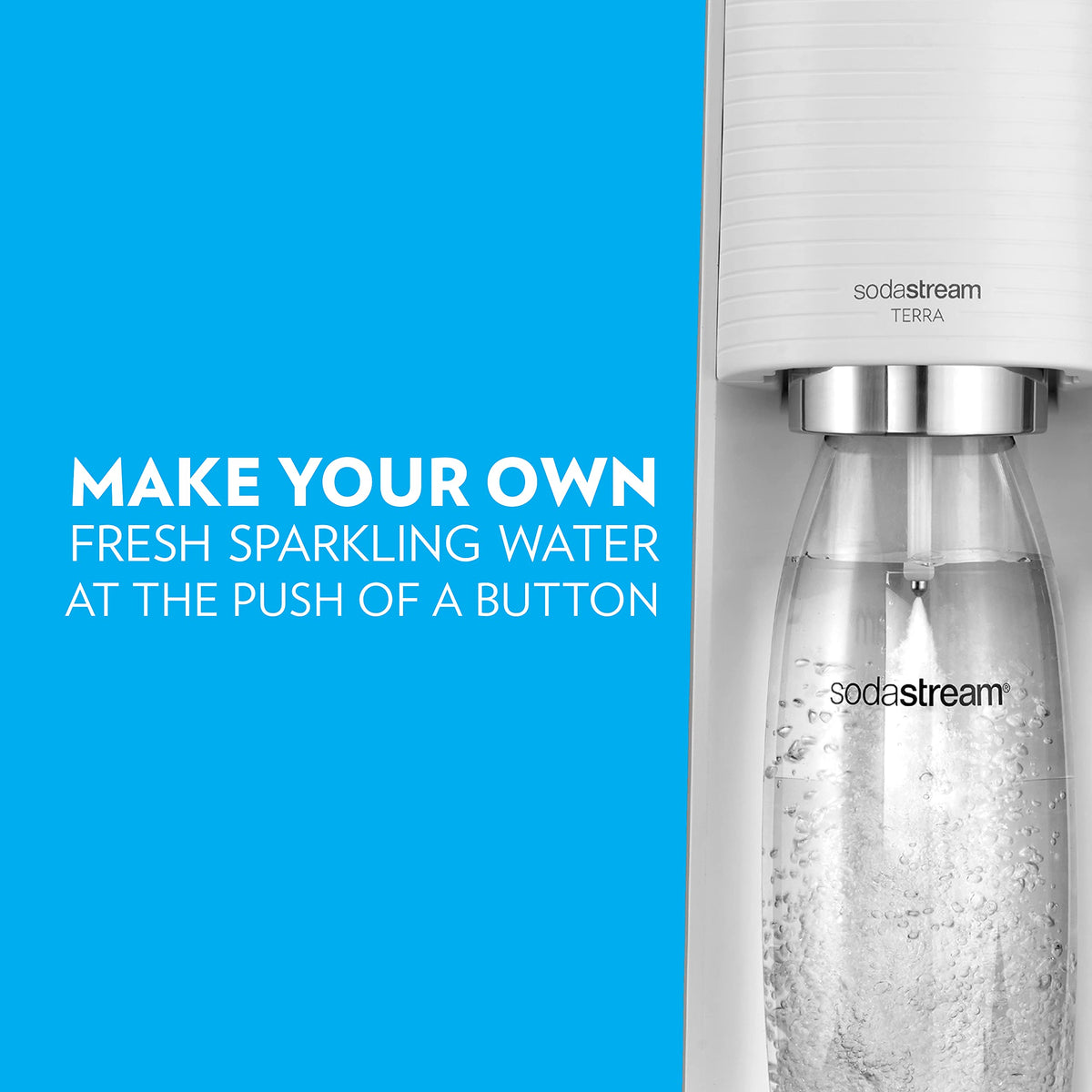 SodaStream Terra Sparkling Water Maker (White) with CO2, DWS Bottle and Bubly Drop