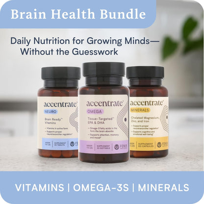 Accentrate Neuro - Brain Health, Methylated Vitamin B Complex, MTHFR | Every B vitamin already in its active form, so your body does not have to convert it first. Supports focus and mood.