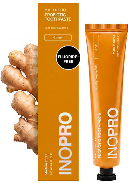 INOPRO Whitening Hydroxyapatite Toothpaste with Probiotic for Sensitive Teeth, Fluoride Free Enamel Support Toothpaste, SLS Free, Baking Soda, Coconut Oil, 5oz