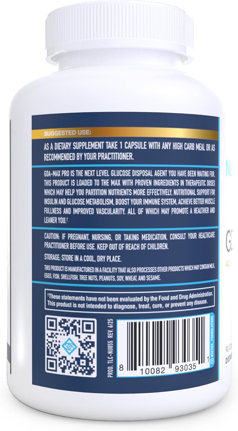 NuEthix Formulations GDA-MAX PRO, Double Berberine HCL Supplement, Supports Glucose Metabolism, Weight Management, Immune Support, Heart Health - Non GMO, Gluten Free, Dairy Free, 90 Count
