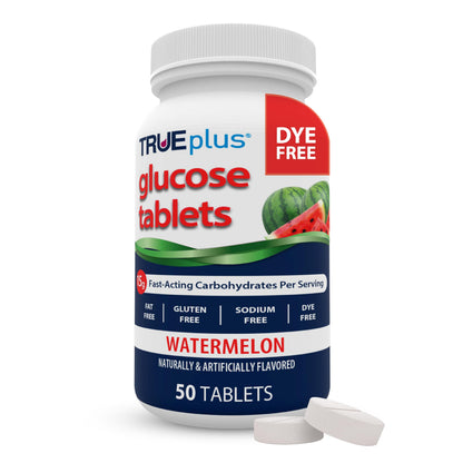TRUEplus Glucose Tablets, Grape, Raspberry, Orange Flavors, 50 Count | Chewable Tablets, 15g Fast-Acting Carbohydrates, Fat Free, Gluten Free, Boosts Energy, Great Tasting and Easy to Use