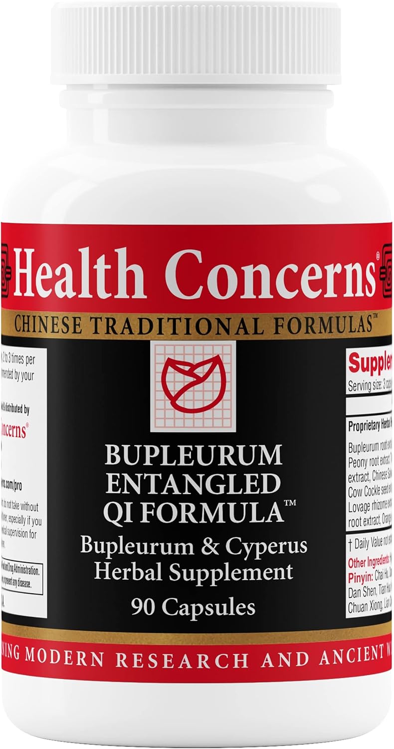 Health Concerns Bupleurum Entangled Qi Formula – Women's Hormonal Balance & Cyst Support Supplement – Traditional Chinese Herbal Formula – Blood Flow Liver Qi Cleanse – 90 Capsules