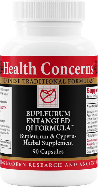 Health Concerns Bupleurum Entangled Qi Formula – Women's Hormonal Balance & Cyst Support Supplement – Traditional Chinese Herbal Formula – Blood Flow Liver Qi Cleanse – 90 Capsules