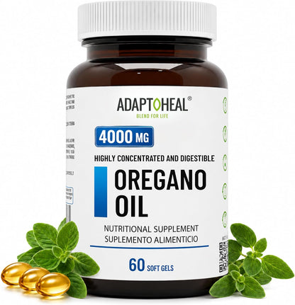 ADAPTOHEAL Oil of Oregano with 15% Carvacrol 4000mg, 60 Softgels