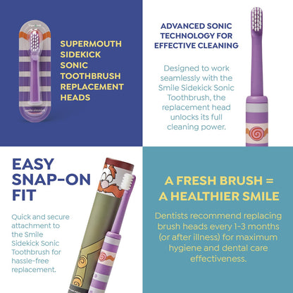SuperMouth Sidekick Sonic Toothbrush, Rechargeable, Kids 6+, Tooth Keri