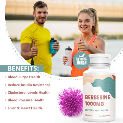 KoNefancy Berberine HCL Supplement 1000mg, High Absorption Berberine Plus Vegan
