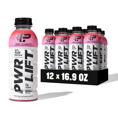 Whey Protein Water Sports Drink by PWR LIFT | Berry Strawberry | Keto, Vitamin B