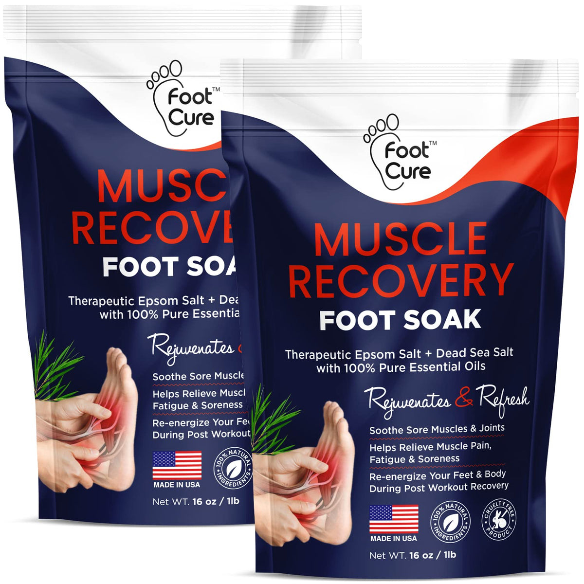 Muscle Relief Foot Soak with Epsom Salts - All Natural Salts for Post Workout Recovery 