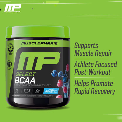 MusclePharm Essentials BCAA Powder, Pre & Post Workout Recovery Drink, Supports Muscle Recovery & Energy, Essential Amino Acids, 30 Serv, Fruit Punch